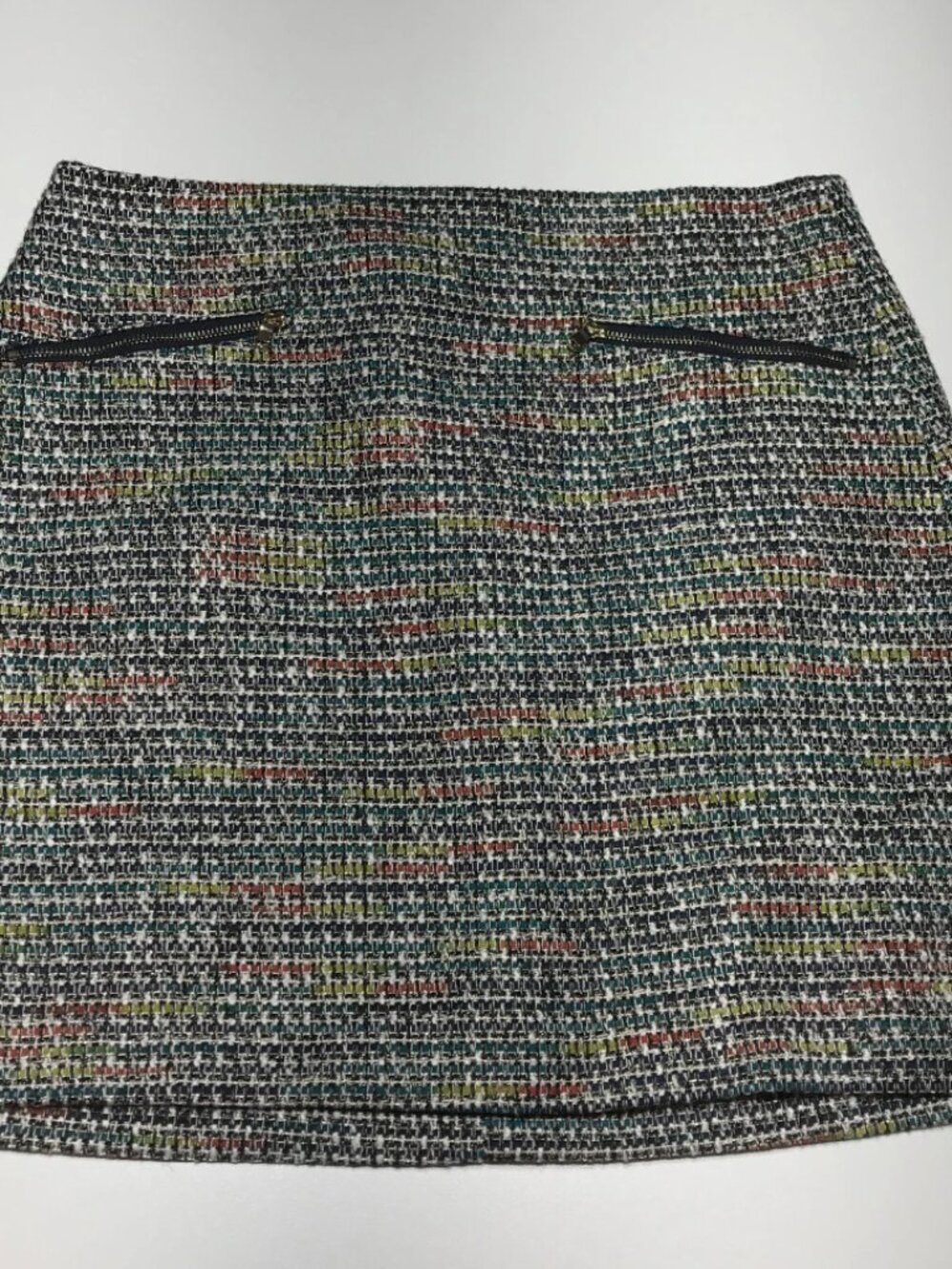 NWT Loft Skirt Sz 4 Multicolor Gold Thread Woven Pencil Zip Pocket
